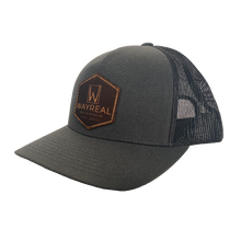 Load image into Gallery viewer, WAYREAL Charcoal Curved Trucker Hat LEATHER PATCH
